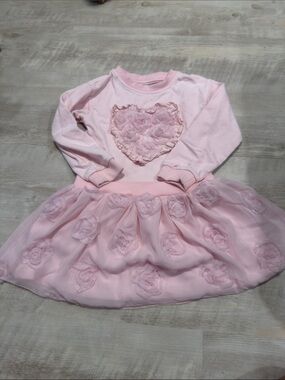 Rare Editions Pink Ruffle Heart Tulle Dress